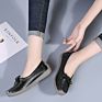 Genuine Leather Lining Material Moccasin Gommino Style Black Color Flats