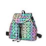 Geometry Hologram Laser Backpacks Pu Leather Travel Casual Backpack Large
