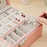 Gift Pink Black Storage Jewelry Boxes Earrings Necklace Pendant Multifunctional Large Double-Layer Leather