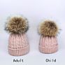 Girl Pompon Hats and Scarves Sets Knitted Warm Nature Fur Pom Pom Hat Scarf Thick Beanies Hats Kids Baby Solid Bones