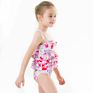 Girls Infant Swimwear One-Piece Sweet Pink Swimsuit Ruffled Floral Printed Bikini for Girls