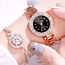 Girls with Diamond Women Watch Rose Gold Bracelet Quartz Opp Alloy Stainless Steel Bsci round Female Analog 8Mm