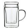 Glass Tea Infuser Mug 340Ml Double Layer Teacup Set with Lid On