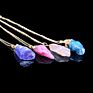 Gold Chain Quartz Necklace Crystal Chakra Rock Necklace Pendant Colorful Rainbow Natural Stone Necklace