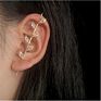 Gold Plated Copper Zircon Pearl Needle Leaves Hook Earjewelry Lightning Cuff Earrings Ear Wrap Crawlers