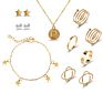 Gold Plated Necklace Star Charms Bracelets Multiple Rings Jewelry Sets for Women