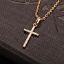 Gold Silver Color Jewelry Men Women Religious Christ Crystal Zircon Cross Pendant Necklace