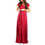 Graceful Maternity Mum Long Flowing Cross-Front Deep V Neck Solid Short-Sleeve Slim Formal Evening Nursing Dress with Waist Belt