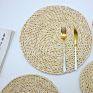 Grass round Placemat Natural Straw Placemats for Kitchen Vintage Boho Style