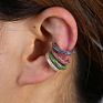 Green Red White Sapphires Cz Paved No Pierced Ear Cuffs for Women Charm Gold Color Cz Clip Earrings Statement Earcuff Jewelry