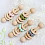 Gym Ring Rodent Silicone Beads Newborn Montessori Rattles Toys Wooden Baby Teether