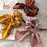 Hair Scrunchies Solid Color Silk Satin Women Bowknot Kids Hair Accessories Scrunchies Bow