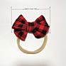 Hand Tied Toddler Nylon Headbands Buffalo Plaid Bow for Baby Girls Pinwheel Bow Hair Band Headband Christmas