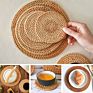 Hand Woven Rattan Coaster 10Cm Insulated Coasters & Placemats for Kitchen Office Teacup & Coffee Mat Set