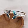 Handmade Cable Wire Bracelets Bangle Natural Abalone Shell Mermaid Bracelets Cuff Bangle Bracelet