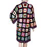 Handmade Ladies Cotton Black Women Long Cardigan Crochet Women Sweater Coat Top