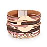 Handmade Multi-Layer Leather Wrap Bracelets for Women with Crystal Rhinestone Beads Bohemian Bracelet