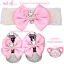 Pink Ribbon baby prewalker shoes crystal bling shoes pacifier