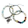 Healing Chakra Awl Charm Bracelet with Matt Amazonite Stone Beads Bracelet