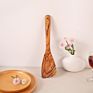 Healthy Cooking Cookware Tools Olive Wood Flat Utensils Wooden Spurtle Set Frying Spatula