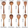 Healthy Non Stick Solid Durable Home Kitchen Serving Spoon Spatula Hanging Teak Wood Spatula Cooking Utensils Set