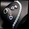 Heart Colorful Cubic Zircon Jewelry Sets for Women Wedding Pendant Necklace Ring Earring Set