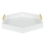 Hexagon Decorative Tray with Polished Metal Handles