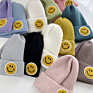 Hf Candy Color Smiley Face Label Warm Knitted Hat