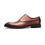 High-End Brown Brogue Oxford Dress Shoes Hand Crafted Lace up Leather Shoes for Men
