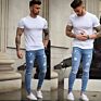 High-End Ripped Jeans Por Mayor Men's Motorcycle Hip-Hop Slim Straight Mens Jeans Scratch Pants Men's Blue Jeans