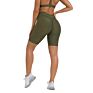 High-Rise Waistband 4-Way Stretch Olive Textured V-Cut Scrunch Women Biker Shorts