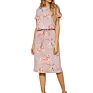 High-Waisted Breathable Milk Silk Casual Print round Collar Dress