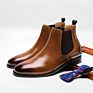 Hight Tip Brown Black No Lace Leather Increase Casual Boots Leather Genuine Leather Elevator Shoes for Men
