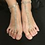 Hip Hop 14K Real Gold Plated Tennis Chain Ankle Bracelet Women's Shiny Rhinestone Crystal Toe Ring Anklet Beach Jewelries