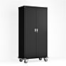 Home Office 2 Door Metal Storage Cabinet with Wheels Movable File Cabinet 4 Adjustable Shelves