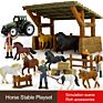 Horse Stable Take-Along Toy Play Set Simulation Horse Farm Plastic Horse Figurine Set Toy