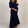 Hotest Navy Wrap Dress Pregnant Breastfeeding Clothes Women House Dress