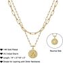 Hotsale 14K Gold Plated Paperclip Chain Alphabet Necklace Double Layered Coin Stainless Steel Initial Pendant Necklace for Women