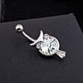 Hovanci Body Piercing Navel Rings 5 Medical Zircon Blue Owl Piercing Belly Button Body Jewelry Women Piercing Ring Dangle Navel