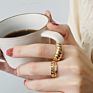 Hypoallergenic Women's Jewelry 18K Gold Plated Stainless Steel Chunky Twisted Croissant Dome Ring