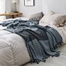 Ihome Contrast Color Mesh Tassel Throw Cover Knitting Sofa Loom Bed Blanket