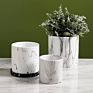 Indoor Outdoor Marble Grain Ceramic Decorative Garden Plants Ceramic Flower Pot with Tray