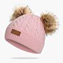 Infant Toddler Baby Knitting Woolen Hat Warm Pure Color Double Pom Pom Boys Girls Beanie Cap Kids Hats