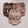Infant Wear Lace Playsuit Baby Girls Linen Ruffle Romper Long Sleeve for Autumn