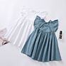 Ins Girls Dress Cotton and Linen Solid Color Flying Sleeve Skirt Baby Princess Dress Girl Dress