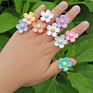 Ins Style Transparent Colorful Resin Flower Rings Statement Clear Candy Color Acrylic Daisy Flower Rings for Women Girls