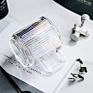 Iridescent Glass Coffee Mug with Lid Premium Classical Vertical Stripes Glass Tea Cup for Latte Tea Chocolate Juice Water