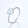 Isunni Heart Rings 925 Sterling Silver Minimalist Opal Ring