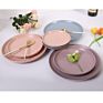 Japanese Style Pink and White round Stoneware Plates