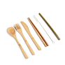 Japanese Style Portable Travel Fork Knife Fork Spoon Chopsticks and Straws Bamboo Tableware Cutlery Set